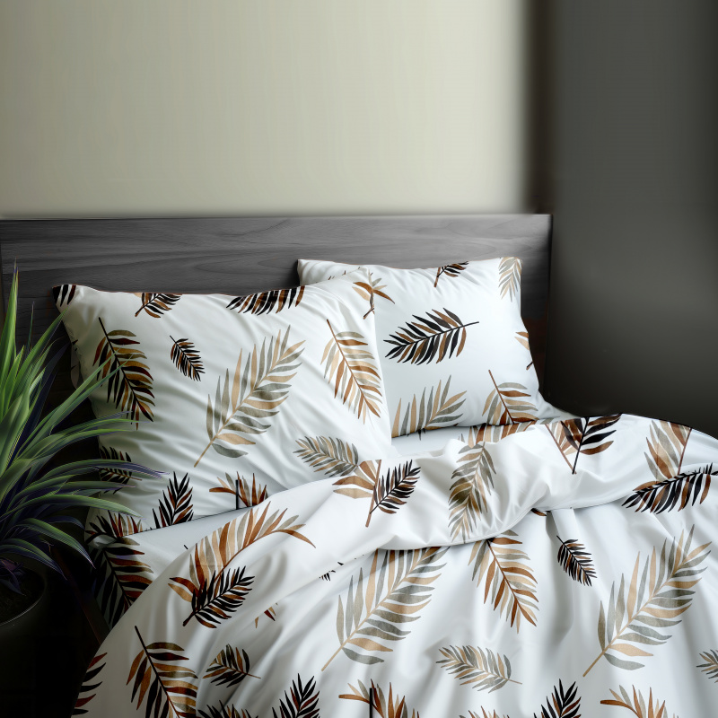 Ervi bavlněné povlečení - palmové listy na bílém