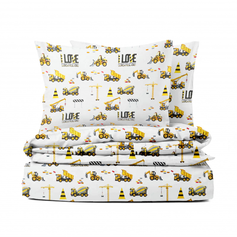 Ervi FLANELOVÉ bavlněné povlečení - auta a bagry