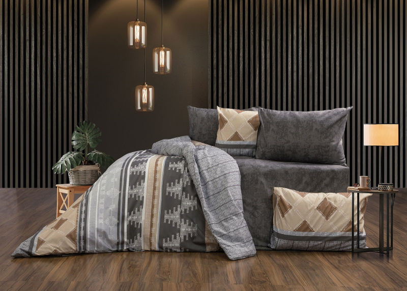 #Ervi bavlněné povlečení oboustranné - Nordic/šedé žihané 140x200 cm