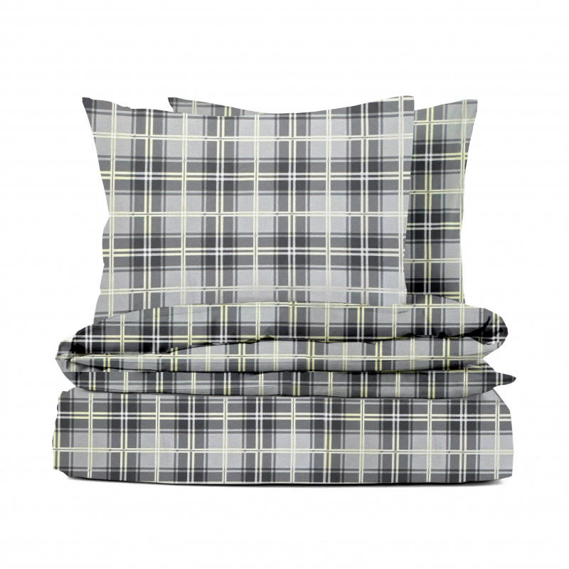 Ervi FLANELOVÉ bavlněné povlečení - kostky černo-šedé