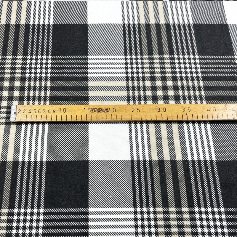 Ervi bavlna flanel š.240cm  černo bílé káro - 26702-2, metráž