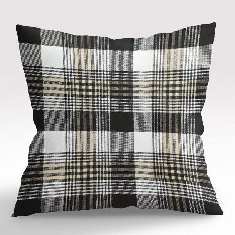 Ervi povlak na polštář flanelový - černo bílé káro