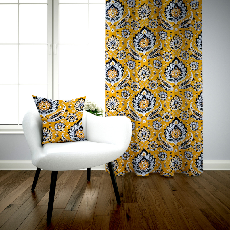 #Ervi bavlněný závěs  Ervi -  Etno žlutý 150x200cm