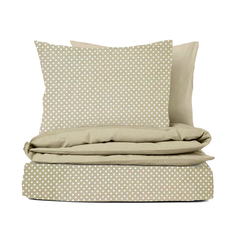 #Ervi bavlněné povlečení oboustranné - puntíky na béžovém/béžové 140x200 cm