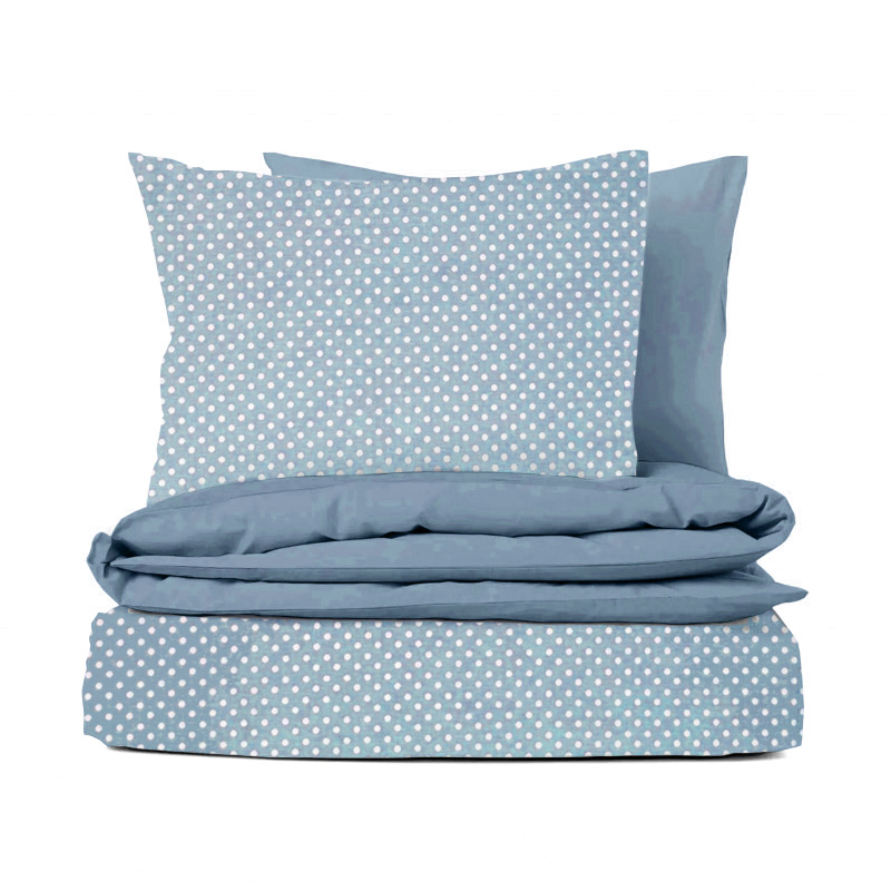 #Ervi bavlněné povlečení oboustranné - puntíky na světle modrém/modré 140x200 cm