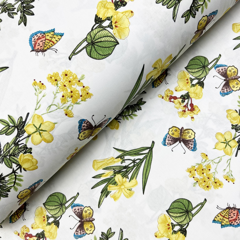 Ervi bavlna  š.240cm - žluté luční květiny - 12830-1, metráž