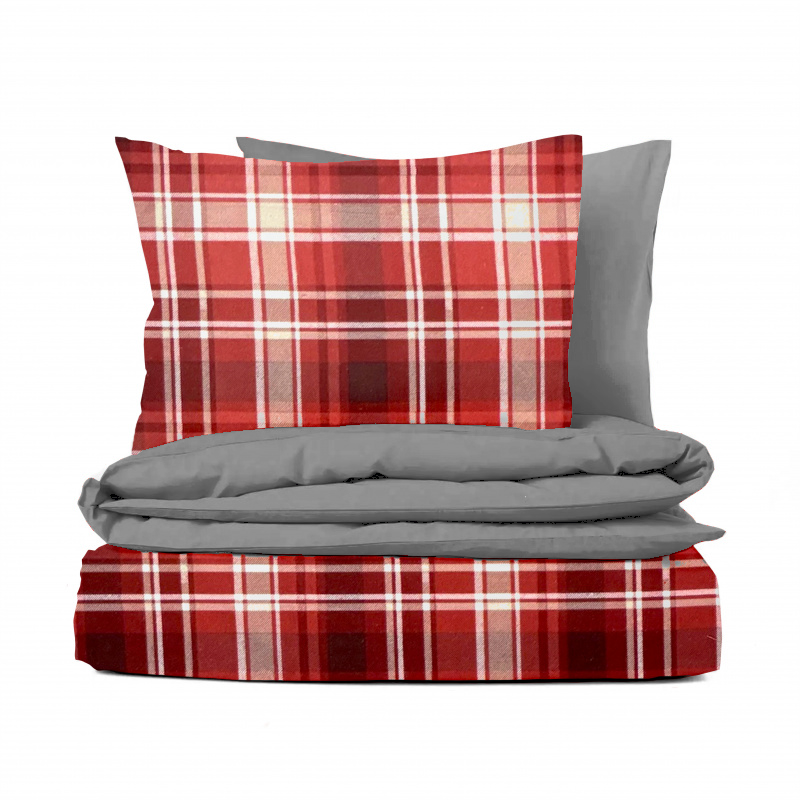 #Ervi flanelové povlečení - Skotská kostka Tartan/šedé 140x200 cm