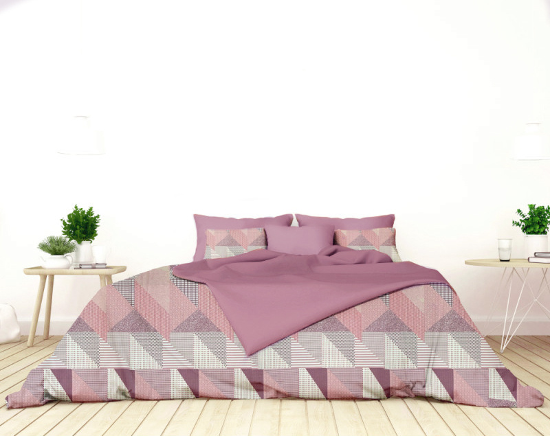 Ervi FLANELOVÉ bavlněné povlečení DUO - Abstrakce - starorůžové/růžová