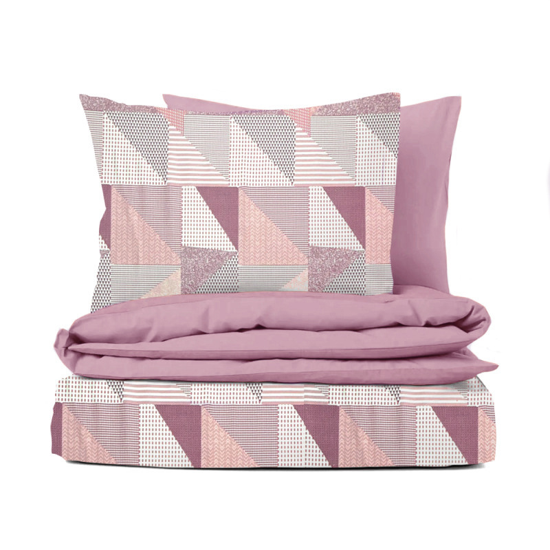 Ervi FLANELOVÉ bavlněné povlečení DUO - Abstrakce - starorůžové/růžová