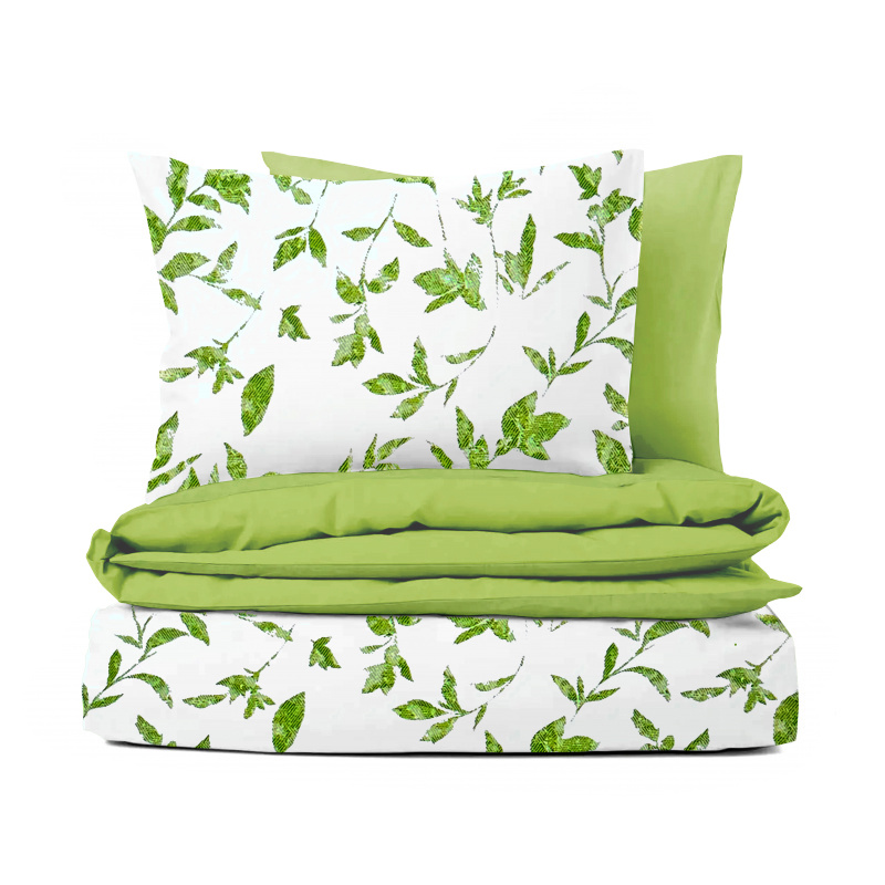 #Ervi bavlněné povlečení oboustranné - Zelené listy/zelené 200x220cm