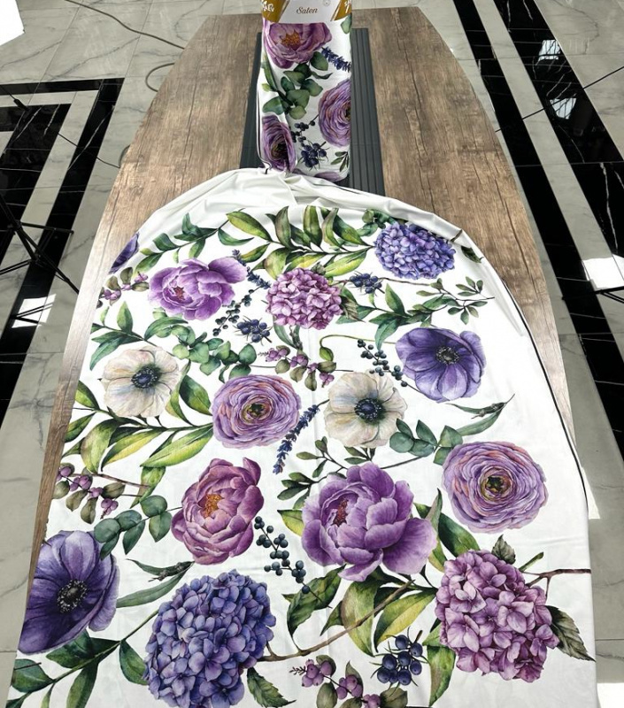 Ervi DELUXE Collection Saténové DUO povlečení - Fialová zahrada