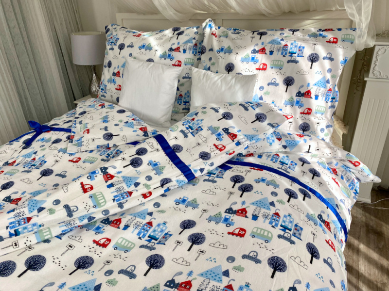 #Ervi FLANELOVÉ bavlněné povlečení - Příběh ve městě 140x200 cm