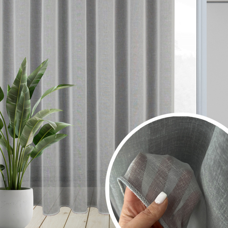 Ervi záclona s olůvkem ve lněném vzhledu 20910 šedá , metráž