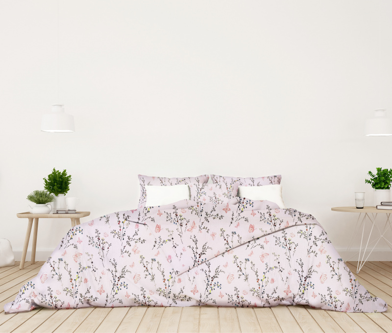 #Ervi bavlněné KREPOVÉ povlečení - Romantický vzor na růžovém 140x200 cm