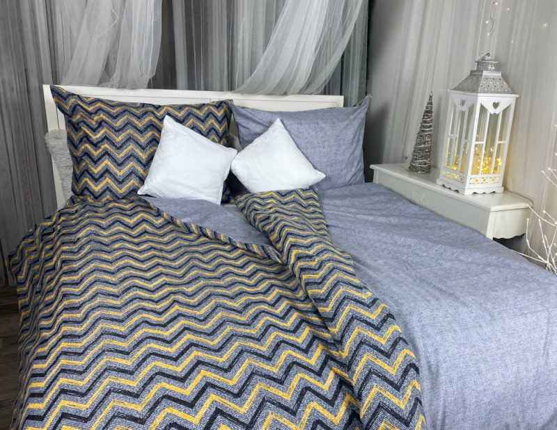 #Ervi bavlněné povlečení oboustranné - cik-cak proužky/šedé 140x200 cm