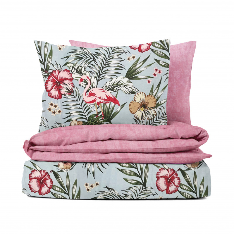 #Ervi bavlněné povlečení oboustranné - dovolená na Havaji/růžové žihaná 140x200 cm