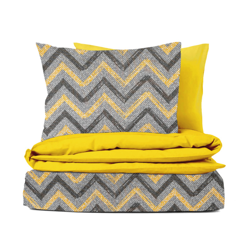 #Ervi bavlněné povlečení oboustranné - cik-cak proužky/žluté 140x200 cm