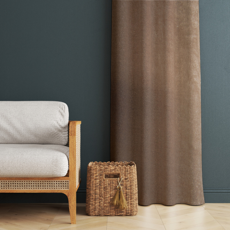 #Ervi gobelínový závěs sametový - Rasel - hnědý 140x300cm