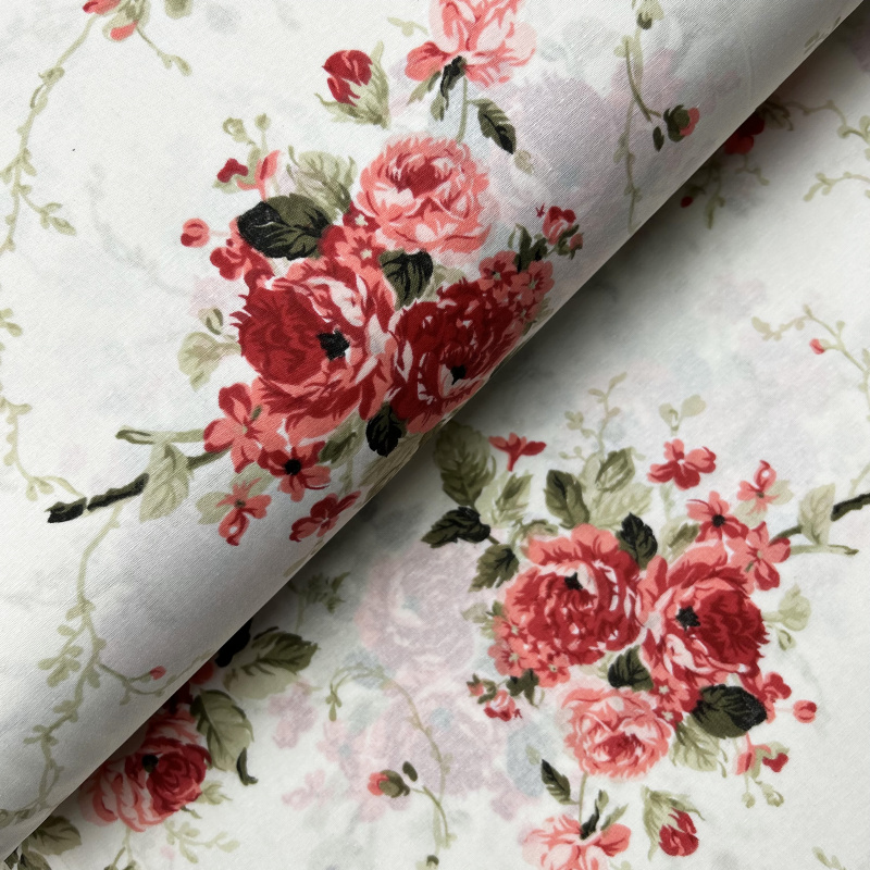 Ervi bavlna  š.240cm - červené růže - 115198, metráž