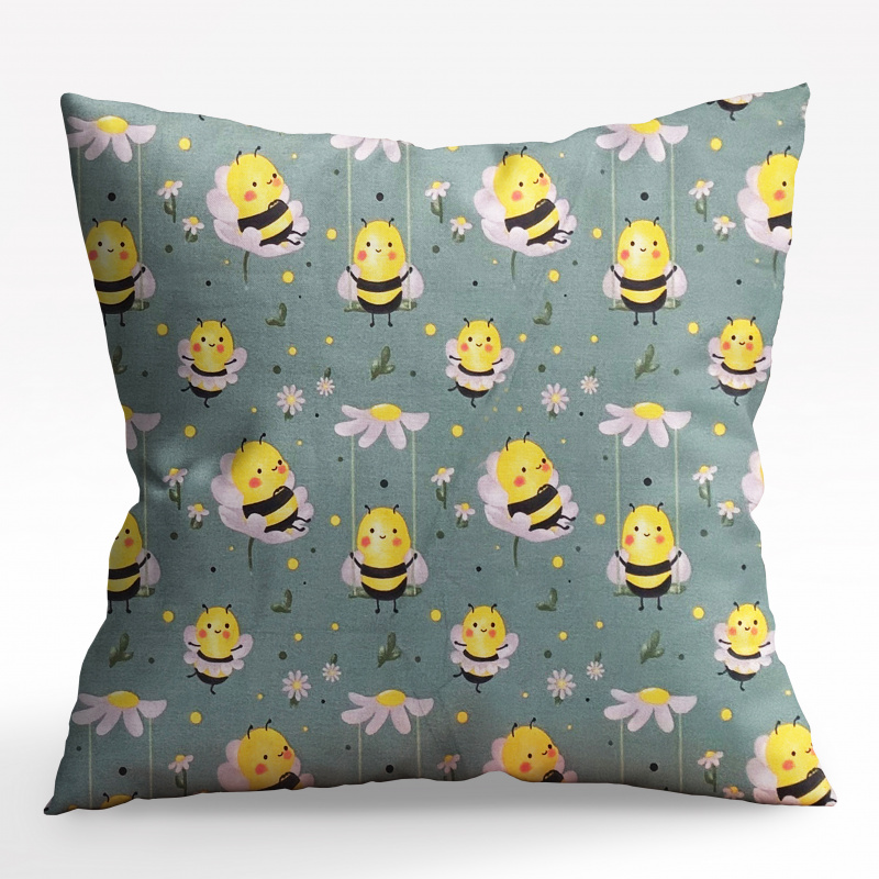 Ervi povlak na polštář bavlněný - včely na zeleném