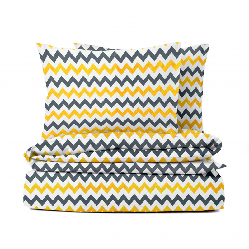 Ervi bavlněné povlečení -žluté a šedé cik-cak