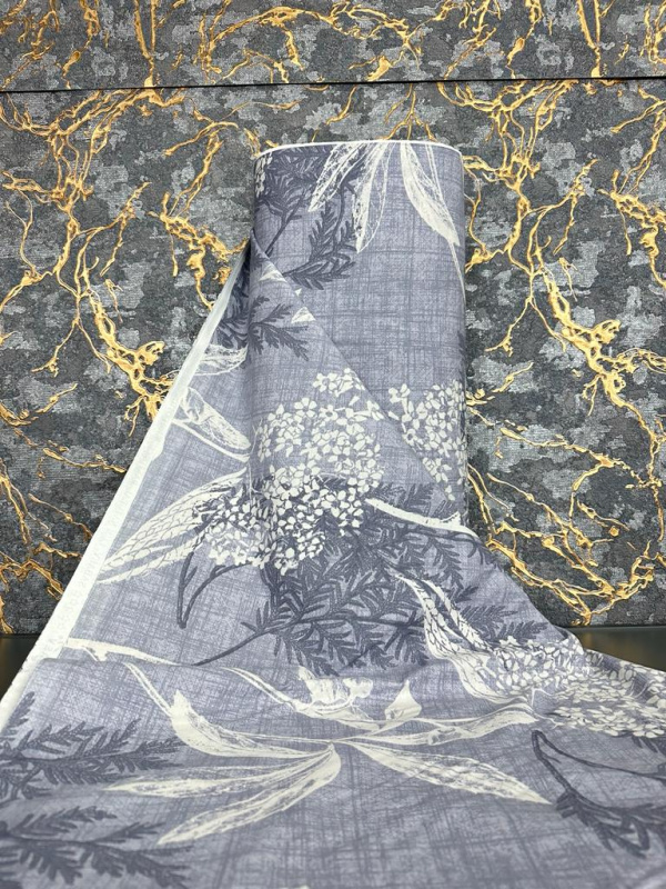 Ervi Bavlněná látka/plátno š.240cm - modré a bílé listy na modrém - 4794-3, metráž