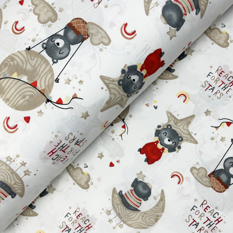 Ervi Bavlněná látka/plátno š.240cm - medvídci a hvězdy - 11026-1, metráž