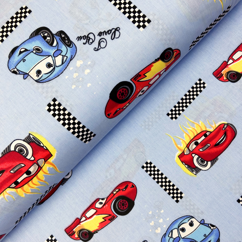 Ervi Bavlněná látka/plátno š.240cm - autíčká na modrém - 10832-4, metráž