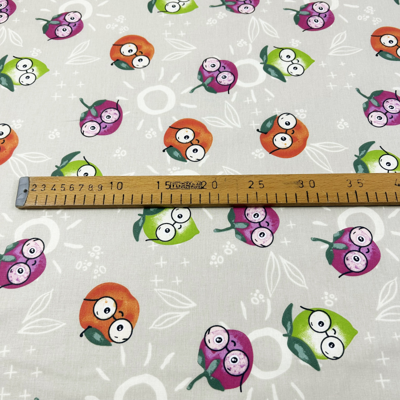 Ervi Bavlněná látka/plátno š.240cm - zábavné ovoce - 29224-12, metráž