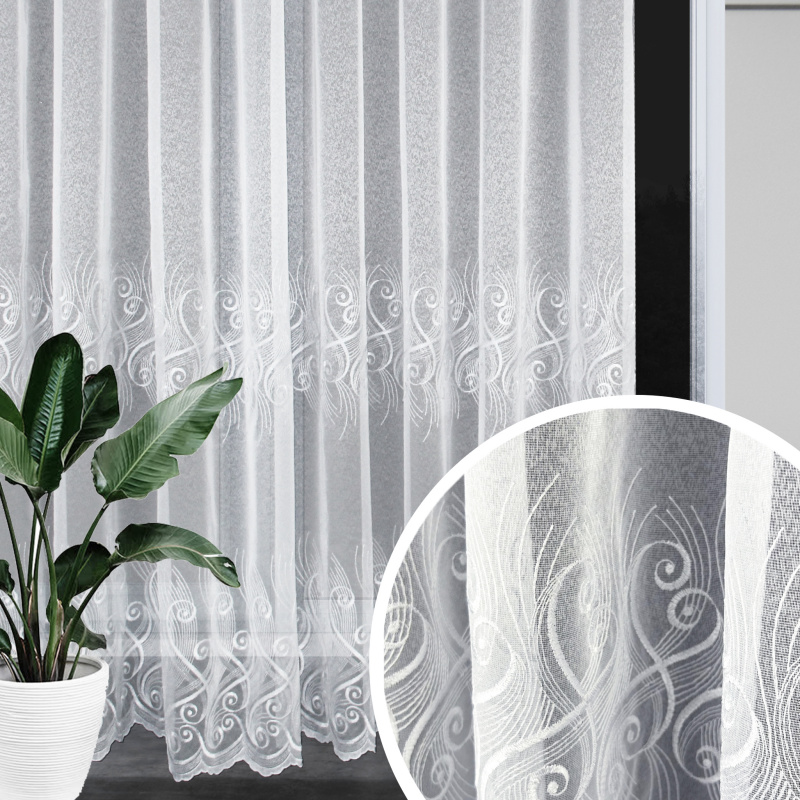 Ervi voálová záclona bílá s výšivkou - 92970, metráž
