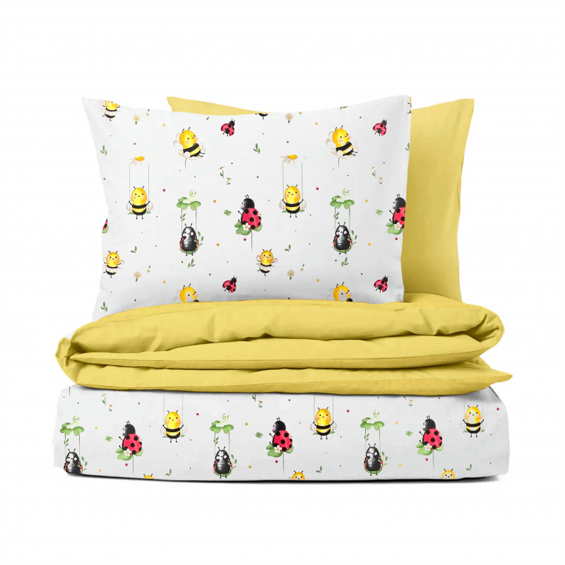 Ervi bavlněné povlečení oboustranné - včely a berušky/žluté