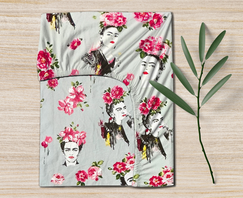 Ervi bavlněné napínací prostěradlo - Florita na šedém