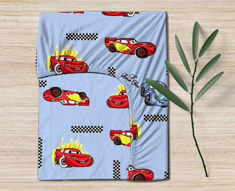 Ervi bavlněné napínací prostěradlo - autíčká na modrém