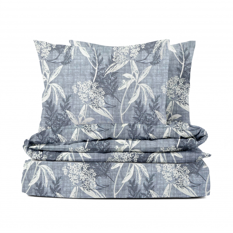 Ervi bavlněné povlečení - modré a bílé listy na modrém