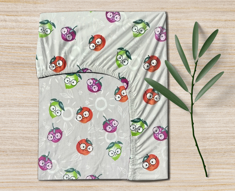 Ervi bavlněné napínací prostěradlo - zábavné ovoce