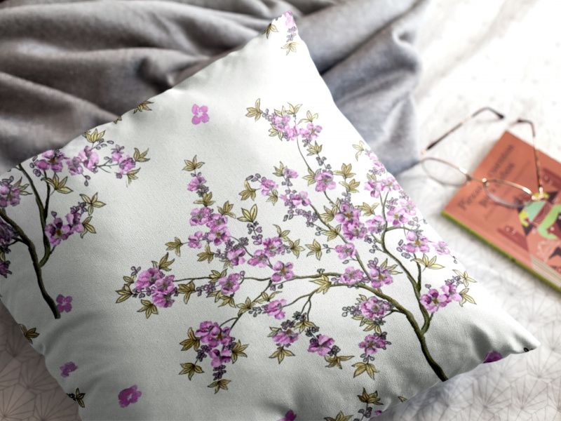 Ervi povlak na polštář bavlněný - kvetoucí růžový strom