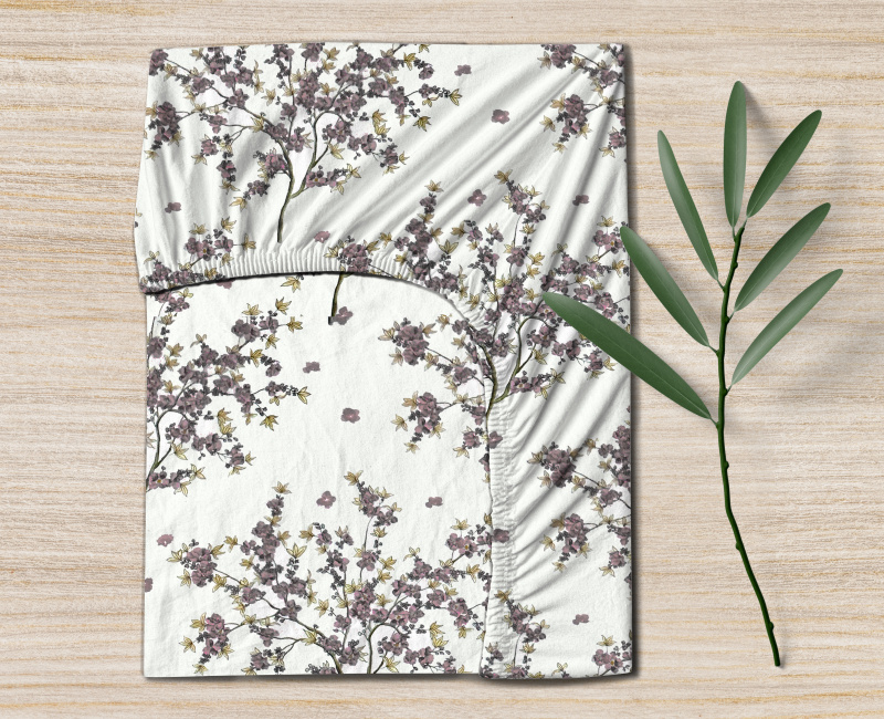 Ervi bavlněné napínací prostěradlo - kvetoucí strom - 12885-2