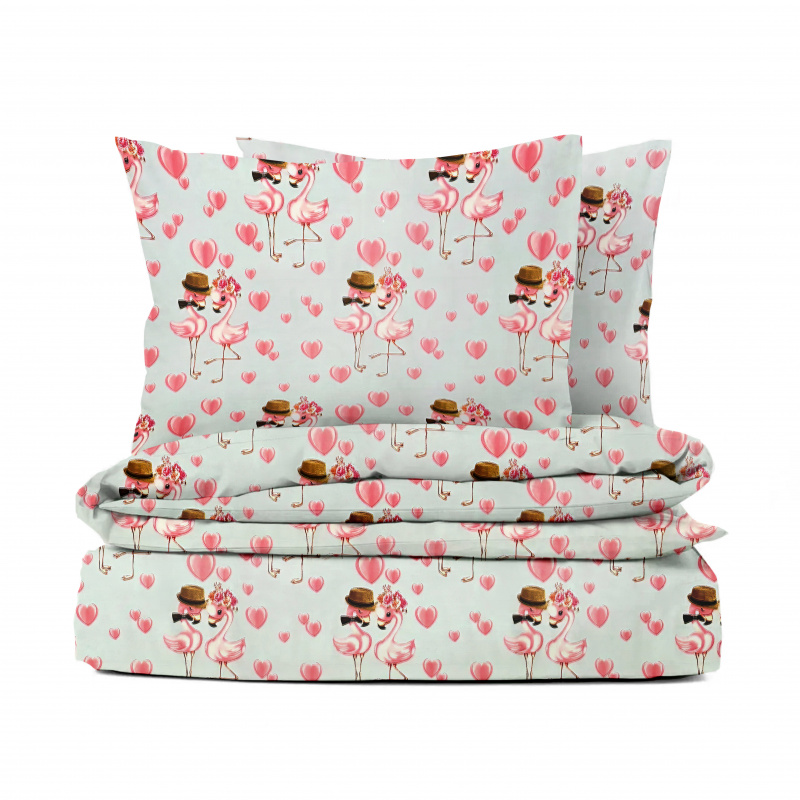 Ervi bavlněné povlečení - zamilovaní plameňáci
