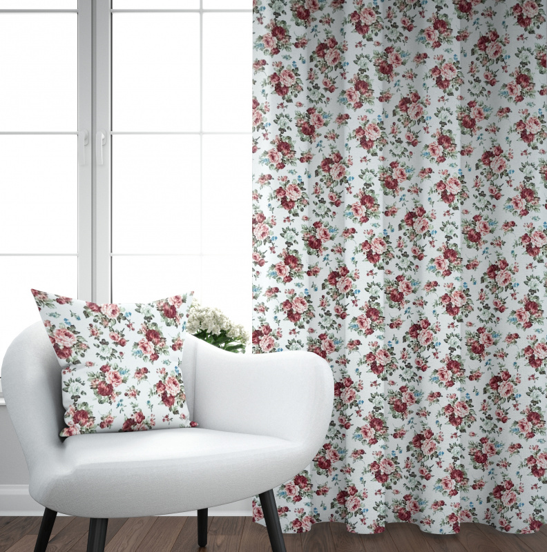 Ervi bavlněný závěs - růžičky na bílém 10786