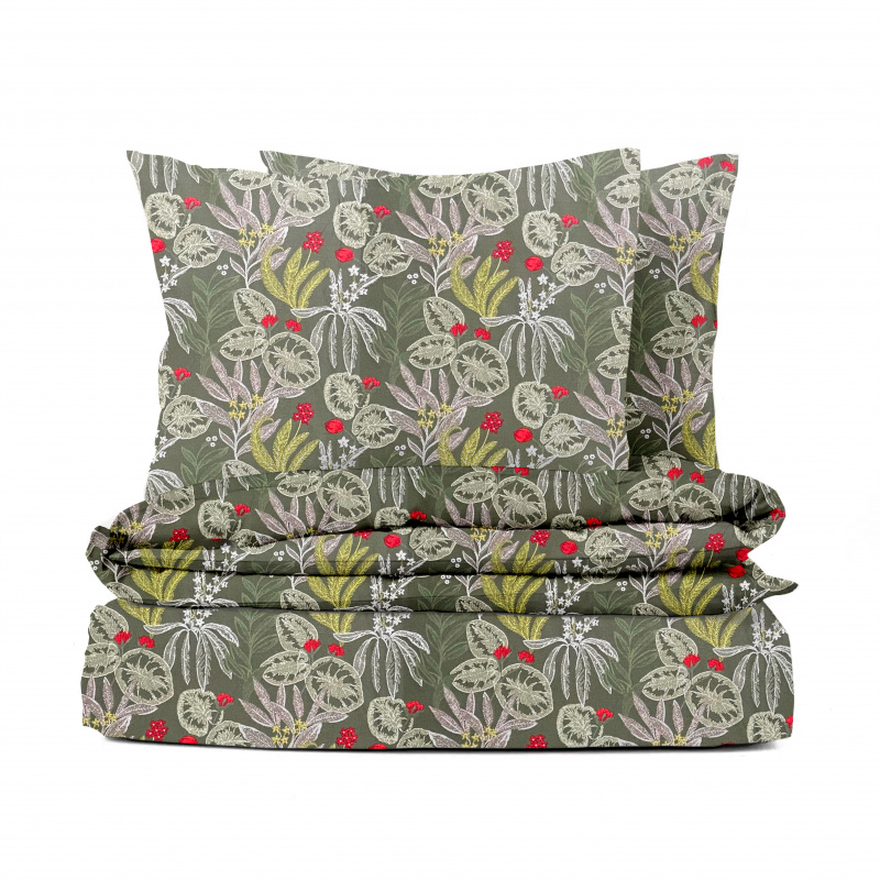 Ervi bavlněné povlečení - rostliny na olivovém