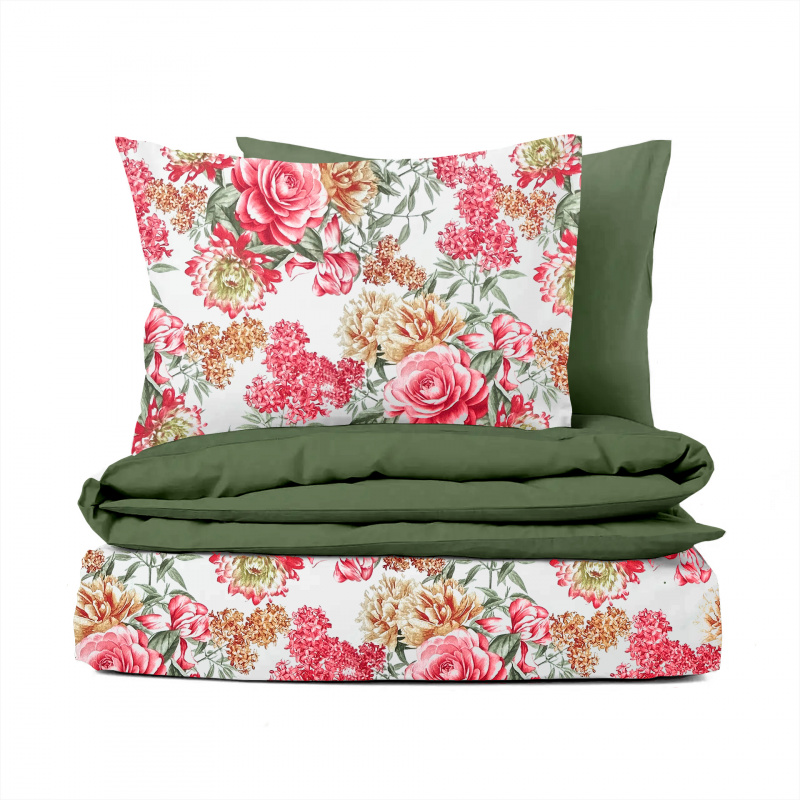 Ervi bavlněné povlečení oboustranné - letní zahrada/olivové