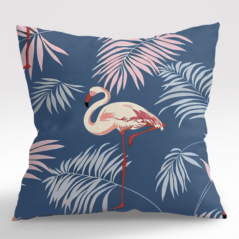 Ervi povlak na polštář bavlněný - Plameňáci na modrém