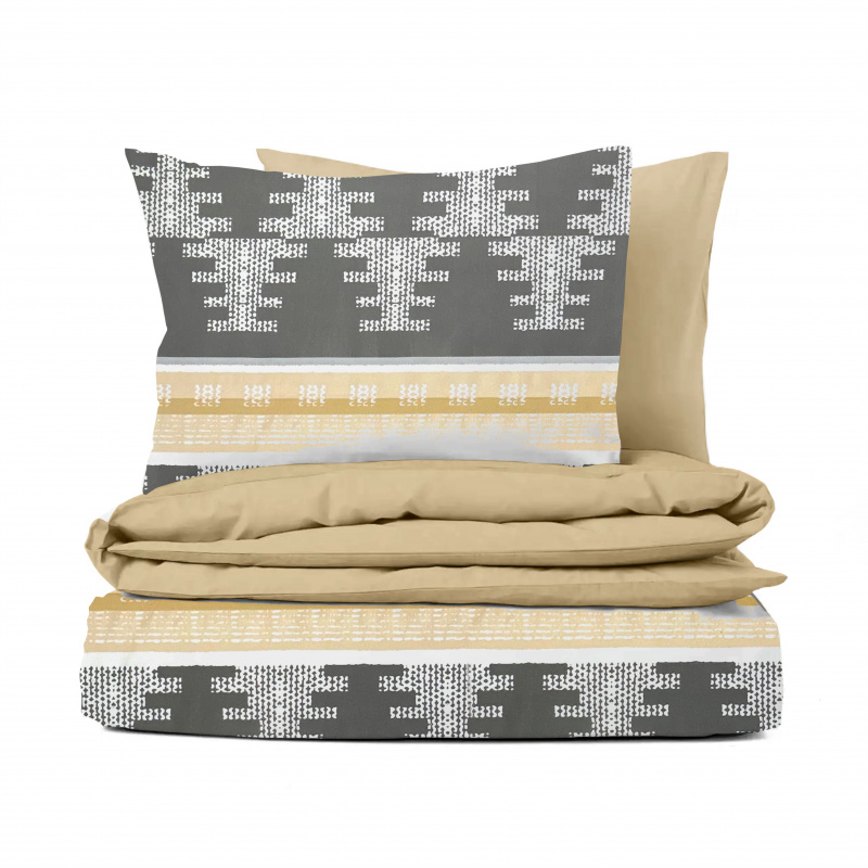 Ervi bavlněné povlečení oboustranné - Nordic šedý/béžové