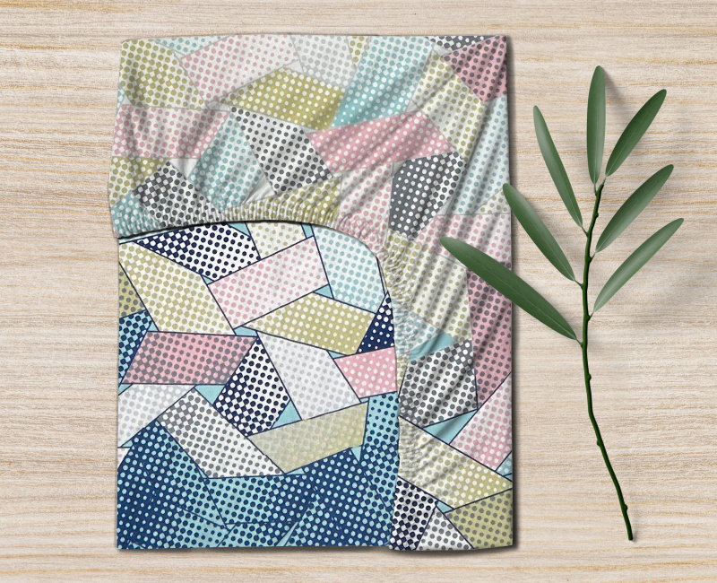 Ervi Bavlněné napínací prostěradlo - geometrická abstrakce