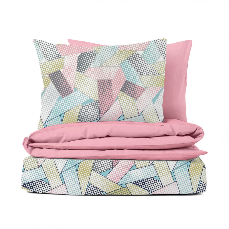 Ervi Bavlněné povlečení oboustranné - geometrická abstrakce/růžové