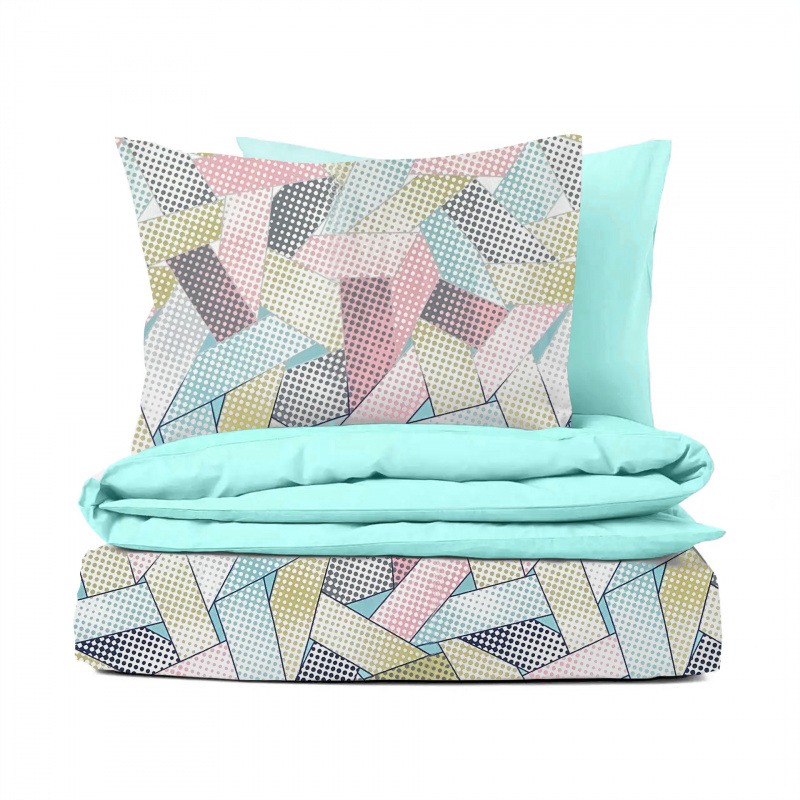 Ervi Bavlněné povlečení oboustranné - geometrická abstrakce/tyrkysové