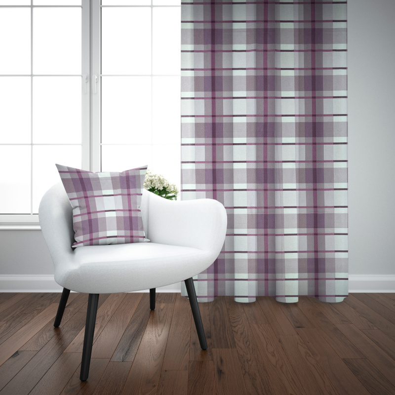 Ervi Bavlněný závěs - kapesníkový vzor fialový