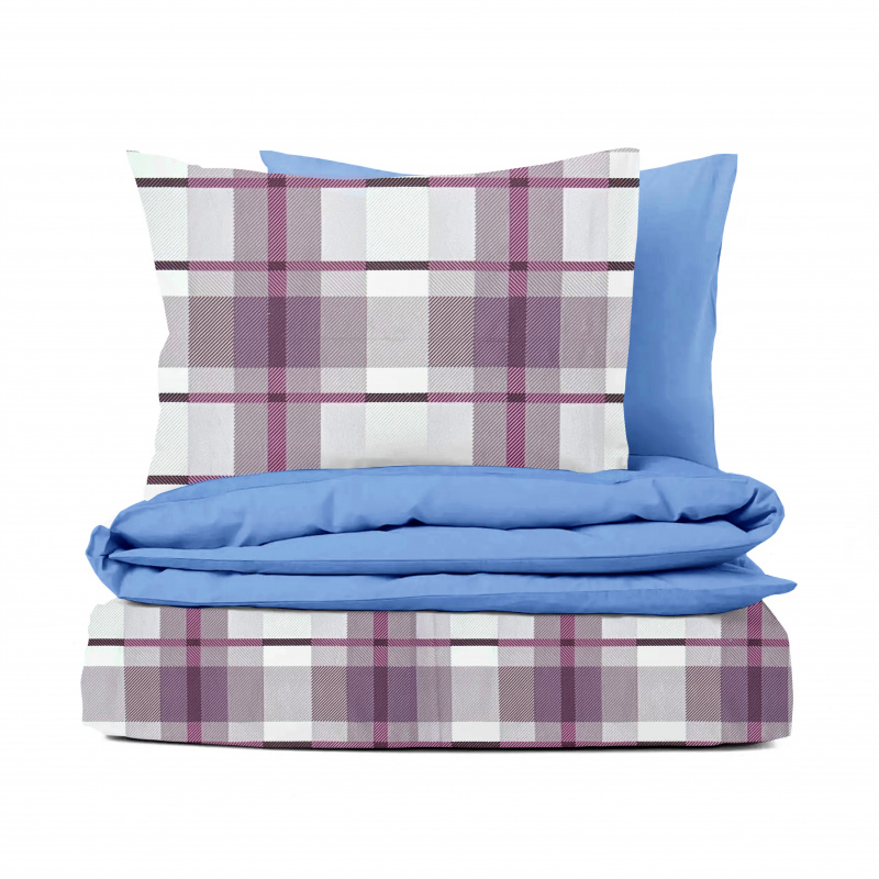 Ervi Bavlněné povlečení oboustranné - kapesníkový vzor fialový/modré