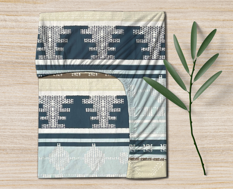 Ervi Bavlněné napínací prostěradlo - Nordic modrý