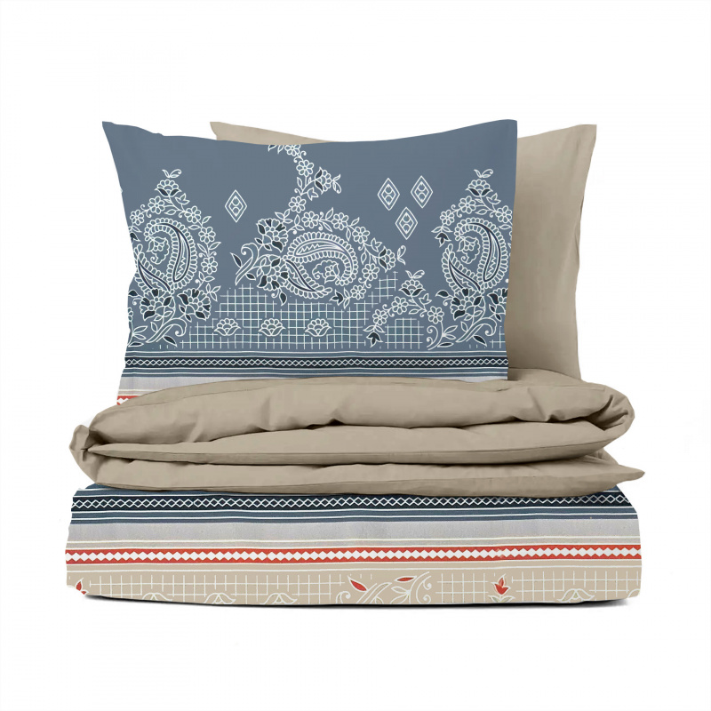 Ervi Bavlněné povlečení oboustranné - malování vzor/béžové